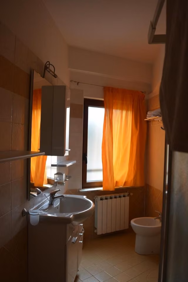 Bagno privato con doccia e lavandino degli appartamenti I Narcisi